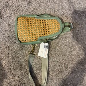 Green and Tan Crossbody Bag